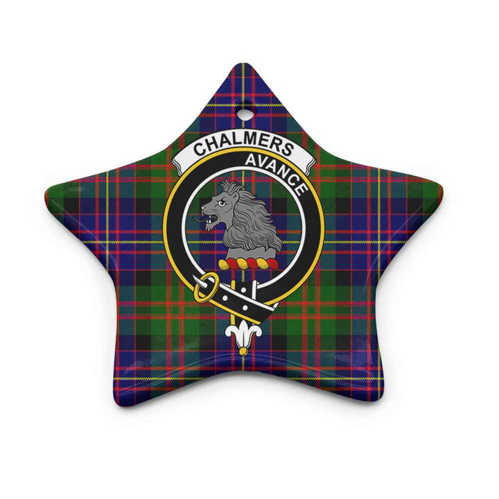 Scottish Chalmers Clan Crest Tartan Ceramic Ornament Star Shape Tartan Plaid