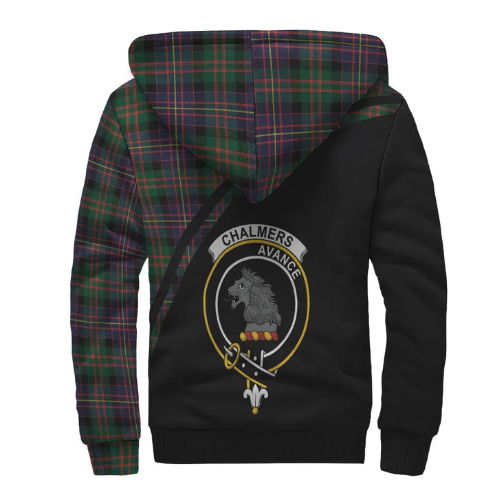 Scottish Chalmers Clan Crest Tartan Curve Sherpa Hoodie