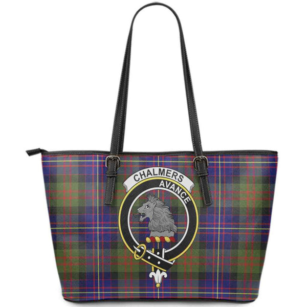 Scottish Chalmers Clan Crest Tartan Leather Tote Tartan Plaid