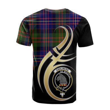 Scottish Chalmers Modern Clan Crest Tartan T-Shirt Believe in Me Back Side Tartan Plaid