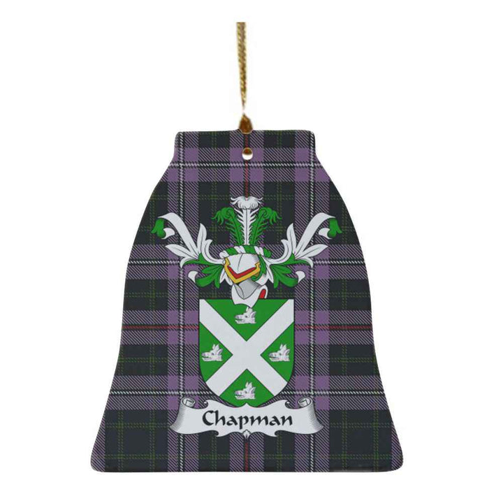 Scottish Chapman Clan Crest Tartan Ceramic Ornament Bell Shape Tartan Plaid