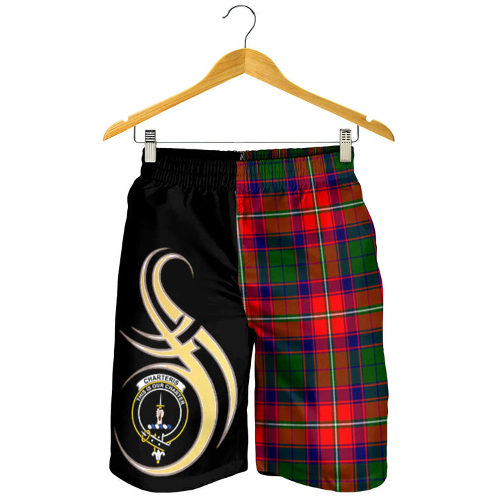 Scottish Charteris Clan Crest Tartan Believe in Me Men's Shorts