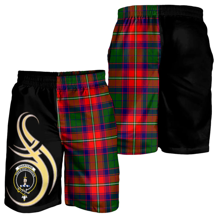 Scottish Charteris Clan Crest Tartan Believe in Me Men's Shorts