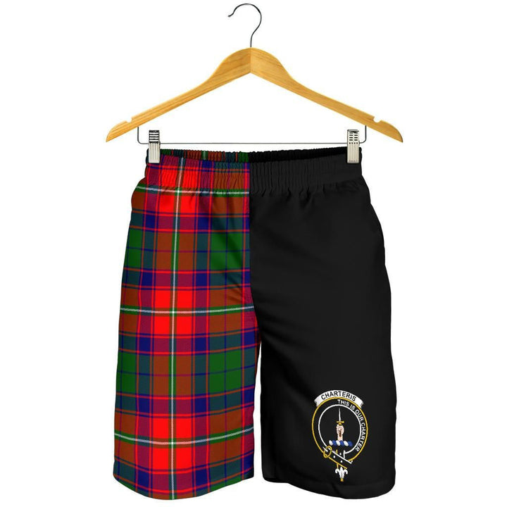 Scottish Charteris Clan Crest Tartan Half of Me Men's Shorts