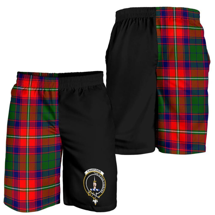 Scottish Charteris Clan Crest Tartan Half of Me Men's Shorts