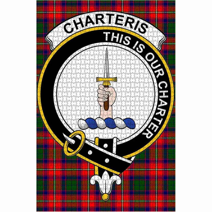 Scottish Charteris Clan Crest Tartan Jigsaw Puzzle 1