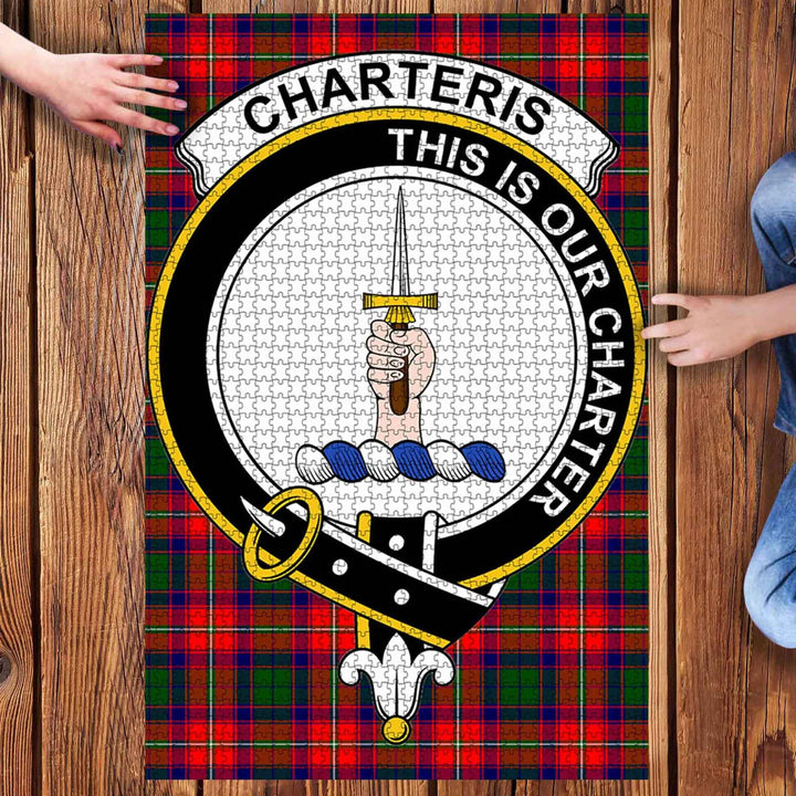 Scottish Charteris Clan Crest Tartan Jigsaw Puzzle 3