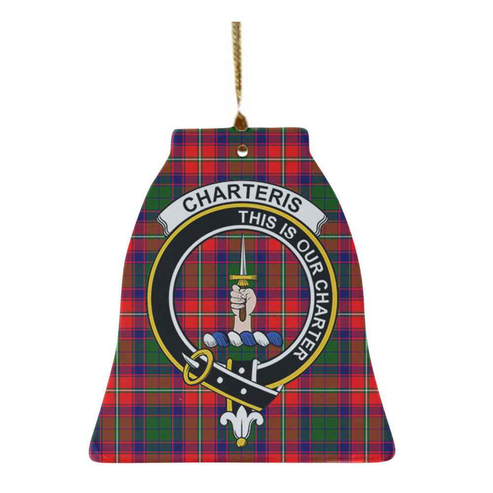 Scottish Charteris (Earl of Wemyss) Clan Crest Tartan Ceramic Ornament Bell Shape Tartan Plaid