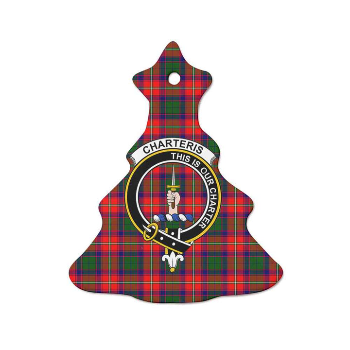 Scottish Charteris (Earl of Wemyss) Clan Crest Tartan Ceramic Ornament Tree Shape Tartan Plaid