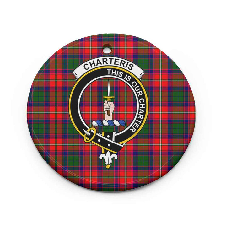 Scottish Charteris (Earl of Wemyss) Clan Crest Tartan Ceramic Ornament Circle Shape Tartan Plaid