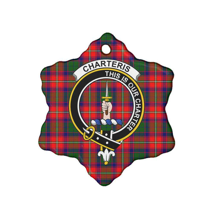 Scottish Charteris (Earl of Wemyss) Clan Crest Tartan Ceramic Ornament Snow Flake Shape Tartan Plaid
