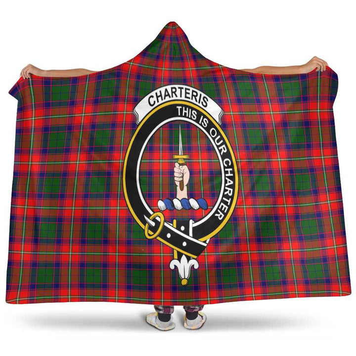 Scottish Charteris (Earl of Wemyss) Clan Crest Tartan Hooded Blanket Tartan Plaid 1