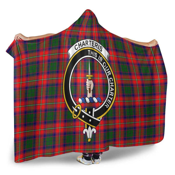 Scottish Charteris (Earl of Wemyss) Clan Crest Tartan Hooded Blanket Tartan Plaid 2