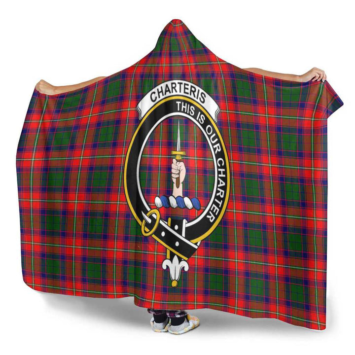 Scottish Charteris (Earl of Wemyss) Clan Crest Tartan Hooded Blanket Tartan Plaid 3