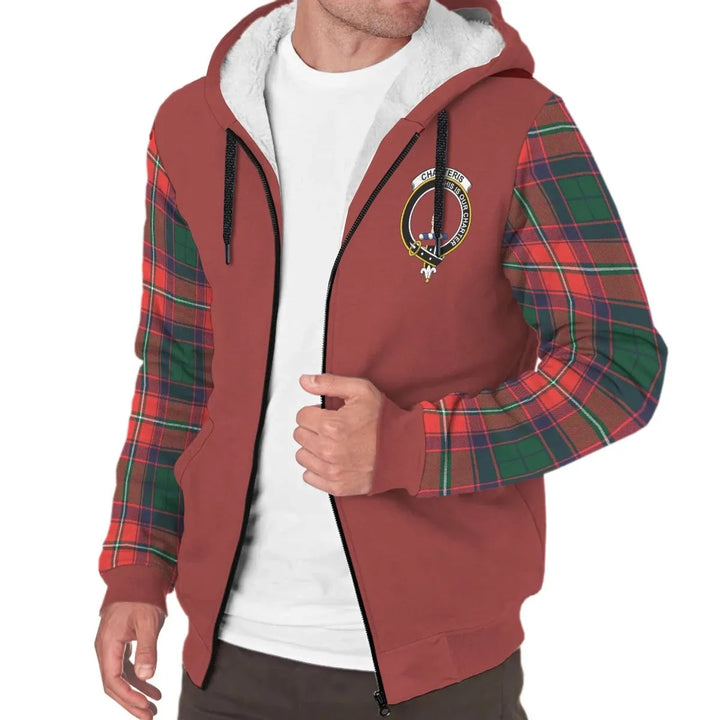 Scottish Charteris (Earl of Wemyss) Clan Crest Tartan Plaid Sleeve Sherpa Hoodie
