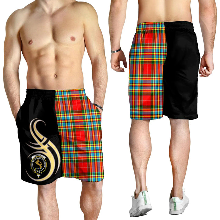 Scottish Chattan Clan Crest Tartan Believe in Me Men's Shorts