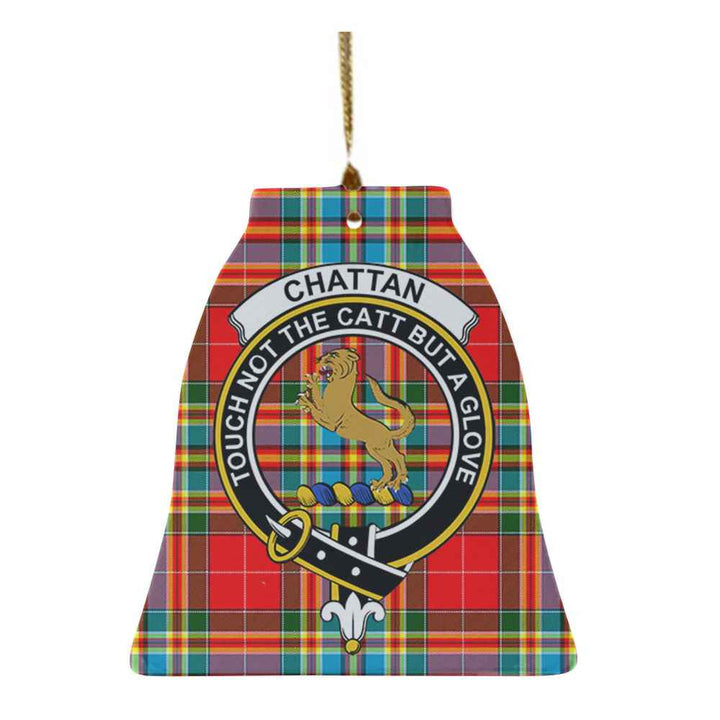 Scottish Chattan Clan Crest Tartan Ceramic Ornament Bell Shape Tartan Plaid