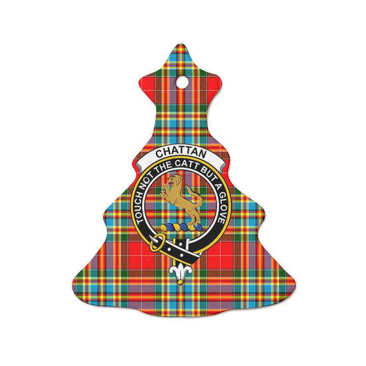 Scottish Chattan Clan Crest Tartan Ceramic Ornament Tree Shape Tartan Plaid