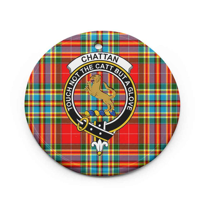 Scottish Chattan Clan Crest Tartan Ceramic Ornament Circle Shape Tartan Plaid