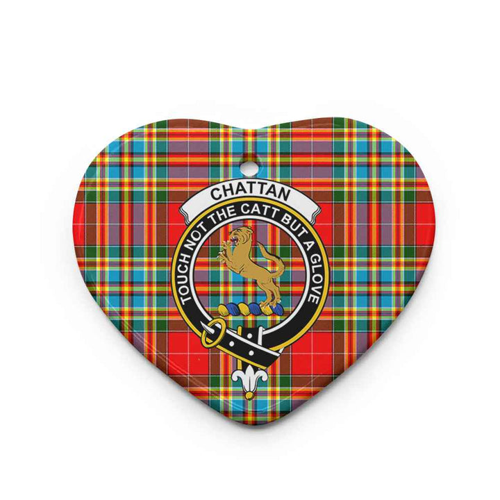 Scottish Chattan Clan Crest Tartan Ceramic Ornament Heart Shape Tartan Plaid