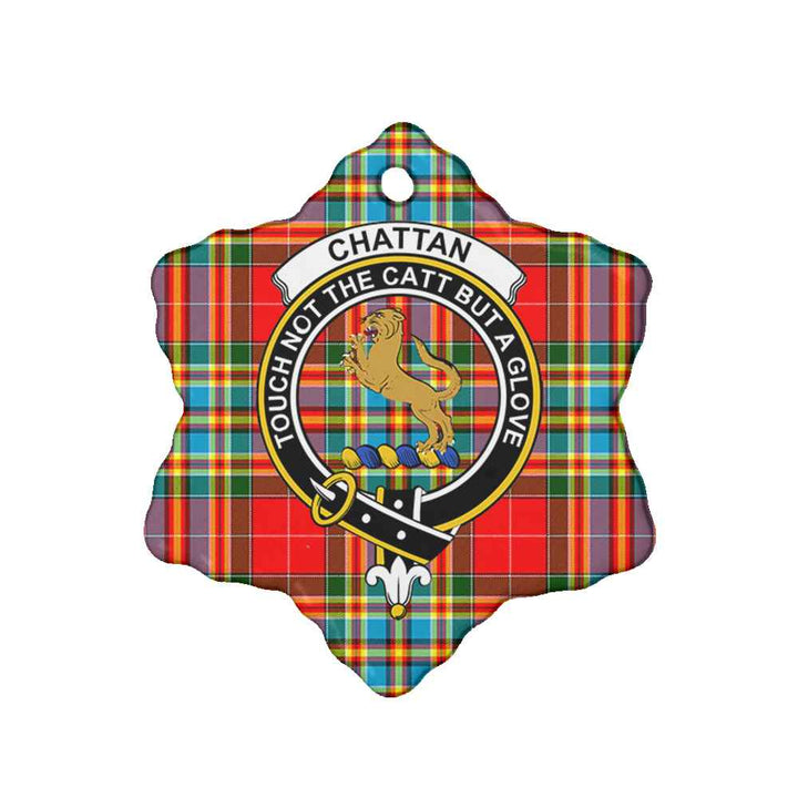Scottish Chattan Clan Crest Tartan Ceramic Ornament Snow Flake Shape Tartan Plaid