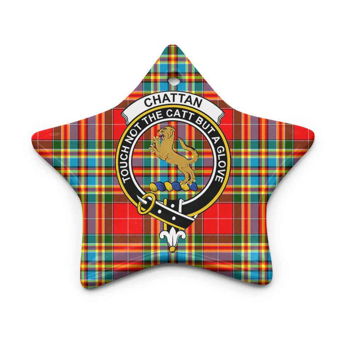Scottish Chattan Clan Crest Tartan Ceramic Ornament Star Shape Tartan Plaid