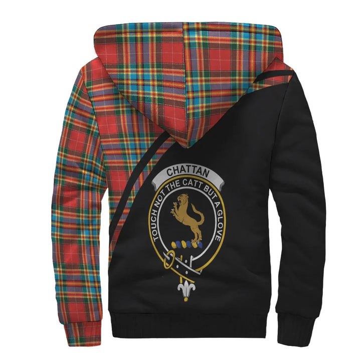 Scottish Chattan Clan Crest Tartan Curve Sherpa Hoodie