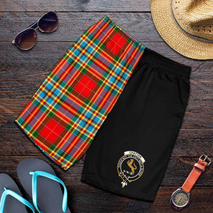 Scottish Chattan Clan Crest Tartan Half of Me Men's Shorts