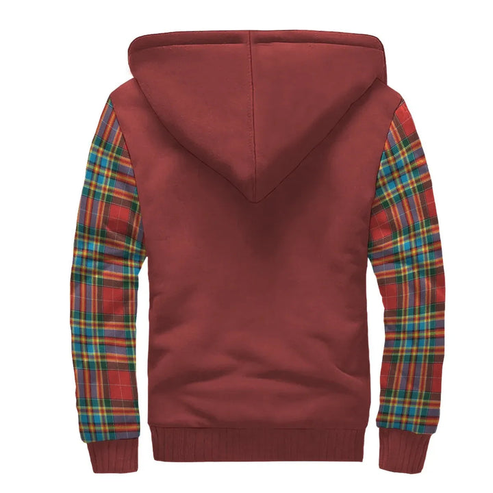 Scottish Chattan Clan Crest Tartan Plaid Sleeve Sherpa Hoodie