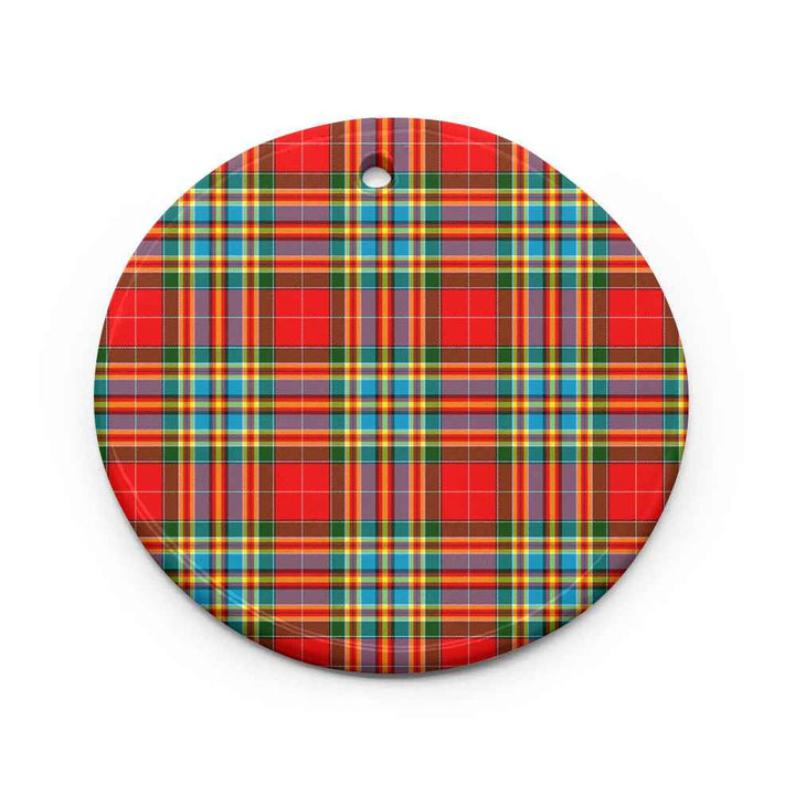 Scottish Chattan Clan Tartan Ceramic Ornament Circle Shape Tartan Plaid