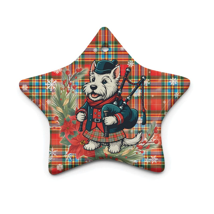 Scottish Chattan Clan Tartan Ceramic Ornament Cute Scottish Terrier Dog Star Style Tartan Plaid