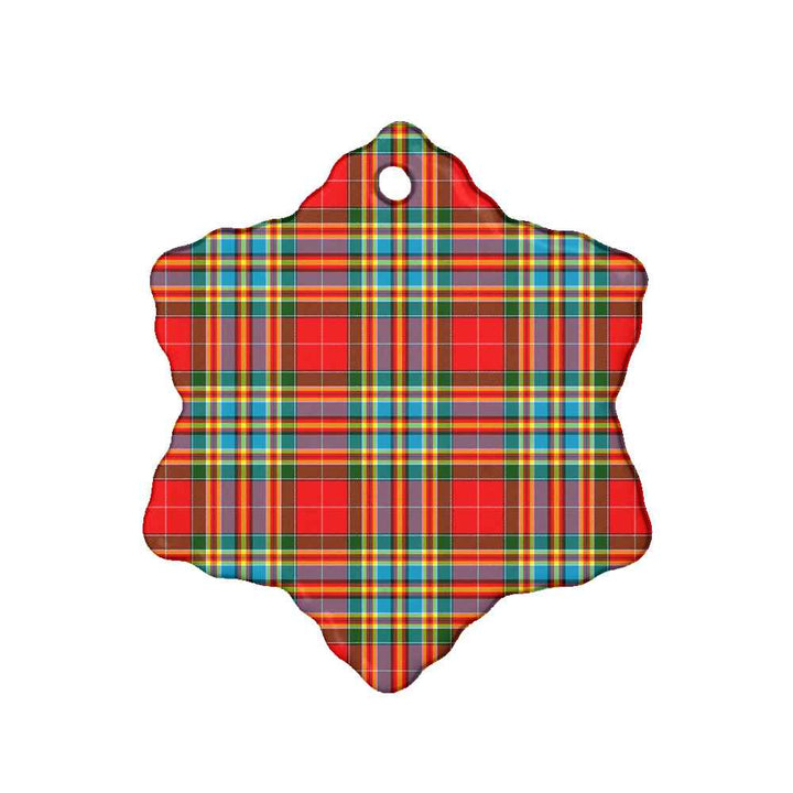 Scottish Chattan Clan Tartan Ceramic Ornament Snow Flake Shape Tartan Plaid
