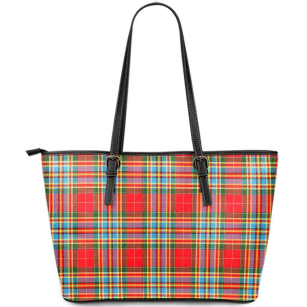 Scottish Chattan Clan Tartan Leather Tote Tartan Plaid