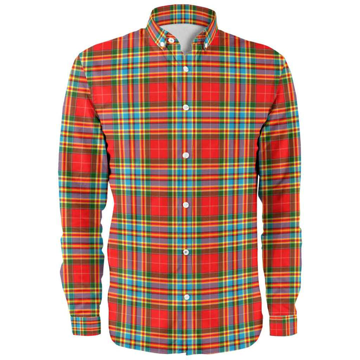 Scottish Chattan Clan Tartan Long Sleeve Shirt Front Side Tartan Plaid