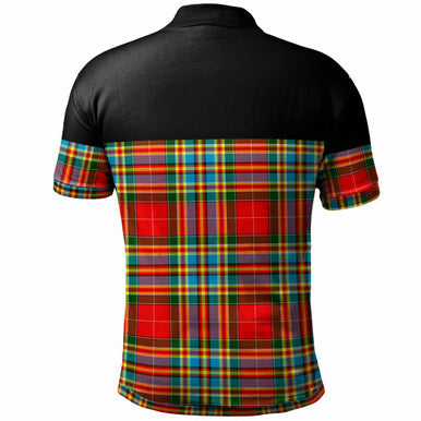 Scottish Chattan Clan Tartan Polo Shirt - Horizontal Style Back Side Tartan Plaid