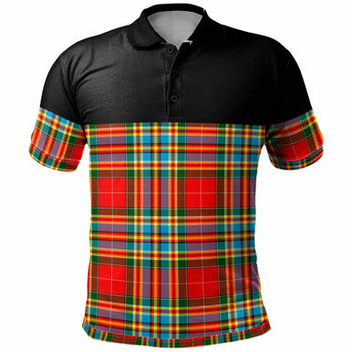 Scottish Chattan Clan Tartan Polo Shirt - Horizontal Style Front Side Tartan Plaid