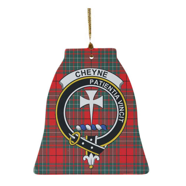 Scottish Cheyne Clan Crest Tartan Ceramic Ornament Bell Shape Tartan Plaid