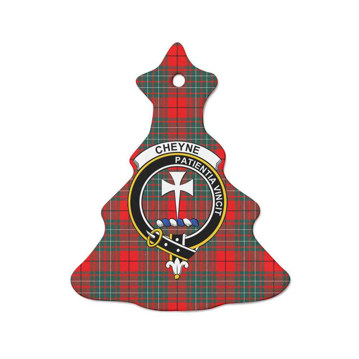 Scottish Cheyne Clan Crest Tartan Ceramic Ornament Tree Shape Tartan Plaid