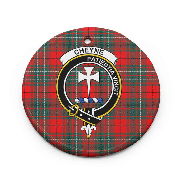 Scottish Cheyne Clan Crest Tartan Ceramic Ornament Circle Shape Tartan Plaid