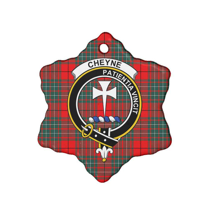 Scottish Cheyne Clan Crest Tartan Ceramic Ornament Snow Flake Shape Tartan Plaid