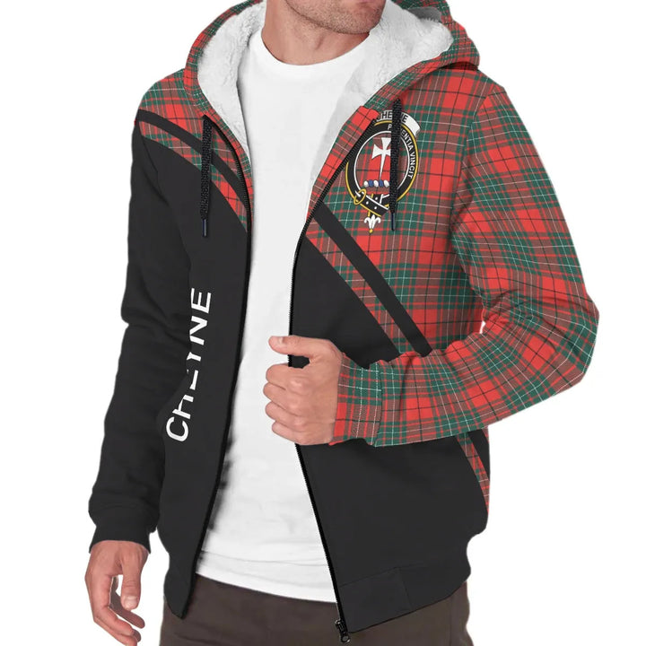 Scottish Cheyne Clan Crest Tartan Curve Sherpa Hoodie