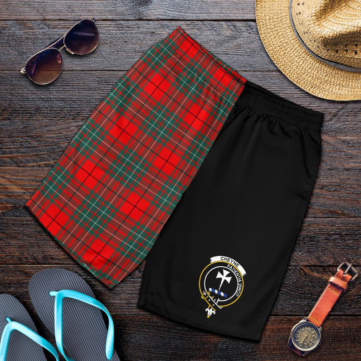 Scottish Cheyne Clan Crest Tartan Half of Me Men's Shorts