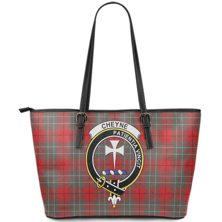 Scottish Cheyne Clan Crest Tartan Leather Tote Tartan Plaid