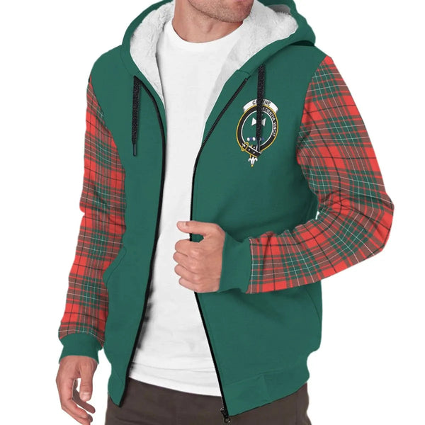 Scottish Cheyne Clan Crest Tartan Plaid Sleeve Sherpa Hoodie