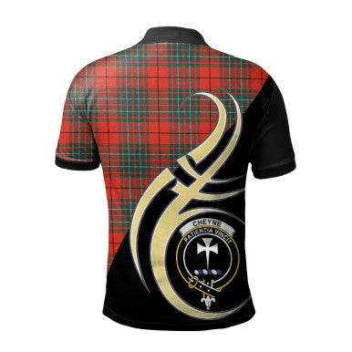 Scottish Cheyne Clan Crest Tartan Polo Shirt Believe in Me Back Side Tartan Plaid