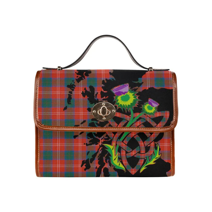 Scottish Chisholm Ancient Clan Tartan Waterproof Canvas Bag With Thistle Tartan Plaid 2