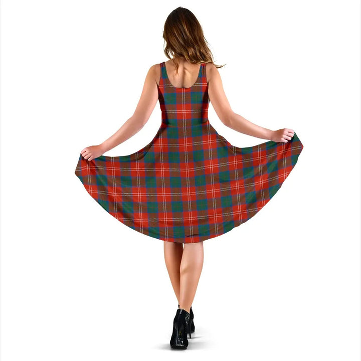 Scottish Chisholm Ancient Clan Tartan Women Midi Dress