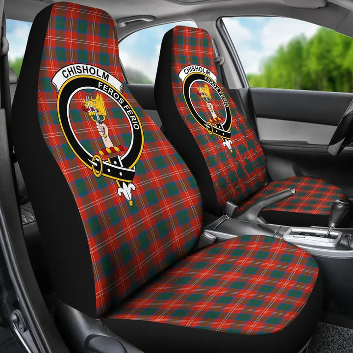Scottish Chisholm Clan Crest Tartan Car Seat Covers 3