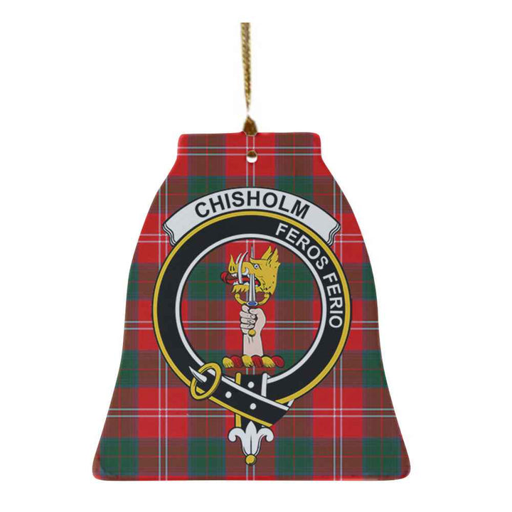 Scottish Chisholm Clan Crest Tartan Ceramic Ornament Bell Shape Tartan Plaid