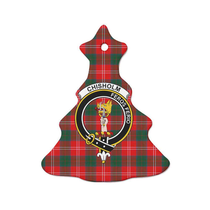 Scottish Chisholm Clan Crest Tartan Ceramic Ornament Tree Shape Tartan Plaid
